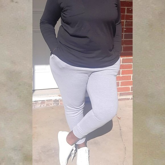 Grey Sweatpants with Drawstring Waist, Ladies Jogger Sweatpants Grey - Picture 4 of 5